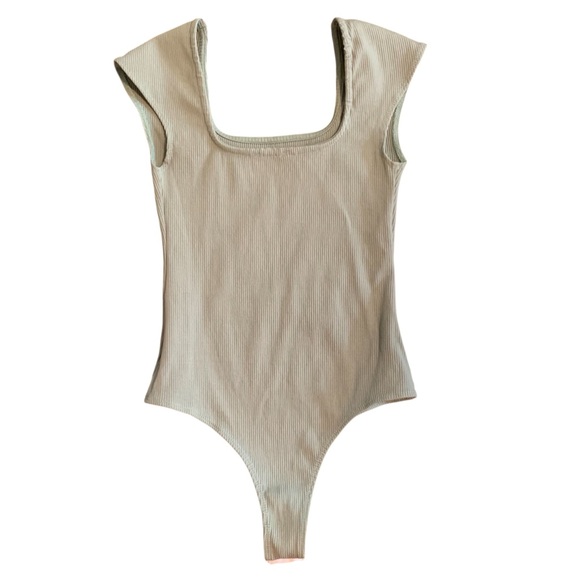 Altar'd State Ribbed Bodysuit Sage Green Top - Picture 5 of 7